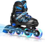 ERNAN Inline Skates,Adjustable Light up Kids Inline Skates, Inline Skates for Boys and Girls,Roller Blades for Kids Youth, Beginner (Blue, S)