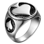 JewelryWe Men's Ace of Spades Rings Stainless Steel Hip Hop Gothic Biker Poker Spade Ace Rings Band