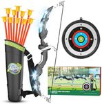 YANLLY Kids Bow and Arrow Set, LED Light Up Archery Toys Set for Kids Ages 4-8 8-12, with 10 Suction Cup Arrows, Target & Quiver, Boys Girls Christmas Birthday Gift Ideas, Indoor Outdoor Kids Toys