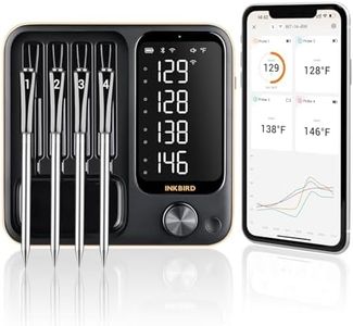 4-Probe WiFi Wireless Meat Thermometer with 360°Readable LCD Standalone Base, WiFi and Bluetooth 5.3 Unlimited Range, IPX8 Waterproof Food Kitchen Thermoemter for BBQ, Grill, Smoker, Oven, Rotisserie