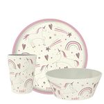 Zak Designs Kids Dinnerware Set 3 Pieces, Durable and Sustainable Melamine Bamboo Plate, Bowl, and Tumbler are Perfect for Dinner Time with Family (Fanciful Unicorn)