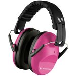 Vanderfields Earmuffs for Kids – Hearing Protection Muffs for Children Small Adults Women Foldable Design Ear Defenders Protector with Adjustable Padded Headband for Optimal Noise Reduction - Pink