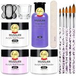 MUSILAN Acrylic Nail Kit Acrylic Powder and Professional Liquid Monomer Set with 5pcs Nail Brush Tips for Nails Extension Beginner & Nail Art Starter Kit