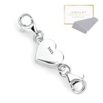 925 Sterling Silver Heart Magnetic Jewelry Clasps Magnetic Necklace Clasps and Closures Sterling Silver Double Bracelet Necklace Lobster Clasp