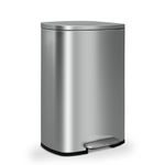 13 Gallon 50 Liter Kitchen Trash Can,Stainless Steel Metal Lid Step Can, Garbage Can with Removable Plastic Inner Bucket, Waste Bin for Office Kitchen Living Room Bedroom (Stainless Steel)