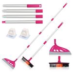 Magic Broom Sweeper, Multifunction Replaceable Silicone Broom, Household Squeegee Broom for Floor Cleaning, Bathroom, Pet Hair, Dog Broom Brush Set (Bright Pink)