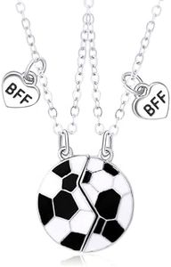 Hifot 2 Collier d Amitie pour 2 Filles Best Friend, Football Collier Bff pour 2 Chaine Argent Femme, Collier Rond Pendentif pour Soeur Friend cadeau Jeune Fille Anniversaire