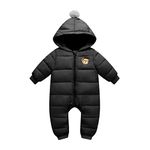 Minizone Baby Boys Snowsuits All in One Coat, Girls Hooded Overalls Winter Romper Jumpsuits Pramsuits Cotton Onesie Winter Jacket Outfits, 6-9 Months Black