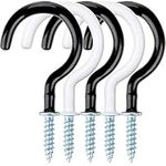 H&S Cup Hooks 18pcs 2.9 Inches Screw in Ceiling Hooks - Mug Holder Hook Plastic Coated Black White - Plastic Coated Screw in Cup Hooks - Metal Hooks for Hanging Screw in - Hooks for Tea Cups