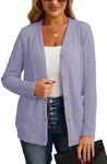 GRECERELLE Women's Lightweight Cardigan Sweater Casual Long Sleeve Knit Cardigan Open Front Outwear Jacket with Pockets, 10 Purple, Large