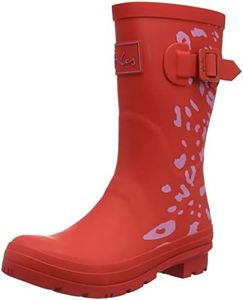 Joules Women's Molly Welly Boots Rain, Red Leopard, 6 US