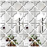 Bikri Kendra - 16 Lovely Pattern Silver - 3D Acrylic Decorative Mirror Wall Stickers, Reusable