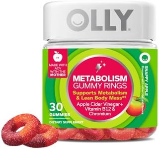 OLLY Metabolism Gummy Rings, Apple Cider Vinegar, Vitamin B12, Chromium, Energy and Digestive Health, Chewable Supplement, Apple Flavor - 30 Count