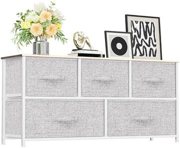 YITAHOME 5 Drawer Dresser - Fabric Storage Tower, Organizer Unit for Bedroom, Living Room, Hallway, Closets & Nursery - Sturdy Steel Frame, Wooden Top & Easy Pull Fabric Bins