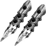 LALAFINA 2Pcs Full Finger Halloween Gothic Full Finger Ring Armor Hinged Ring Pewter Jewelry Halloween Cosplay Costume Props Black