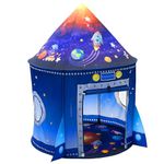 WillingHeart Rocket Ship Play Tent for Kids Boy Girl Pop Up Astronaut Spaceship Space Pretend House Toddler Indoor Outdoor Games Party Children Portable Birthday Party Toy Baby Playhouse