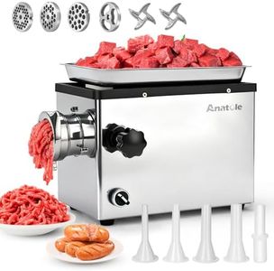Anatole Commercial Electric Meat Grinder 1.3 HP 950 W Heavy Duty Meat Bones Mincer Stainless Steel Sausage Stuffer with 4 Grinding Plates 2 Blades for Restaurant Hotel 220V