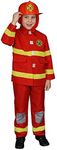 Dress Up America Firefighter Costume For Kids - Red Fireman Dress-Up and Helmet For Boys And Girls