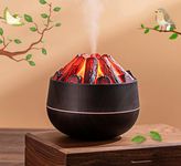 Mini Humidifier for Bedroom, Ultrasonic Cool Mist USB Powered Simulated Charcoal Fire Small Air Humidifier. Portable Bedroom Desk Plants & Baby Nursery. Home Decor. Silent & Auto Shut-Off (Dark Wood)