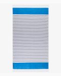 Liveology Tula Stripe - Peacock Blue Woven Turkish Beach Towel | Ideal for Bath,Beach,Pool,Travel,Sport |Blend of Bamboo Viscose and Cotton |Breathable & Absorbent |Light 180 GSM Fabric