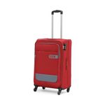 Citizen Wander Weave Trolley Bag for Travel 68 cms Medium Check-in Luggage Bag | Polyester Soft Sided Suitcase for Travel with 4 Spinner Wheel & Built-in Combination Lock (Red)