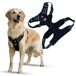 Pawstop Dog Harness Dog Belt No-Pull Dog Harness with 2 Leash Clip Dog Belt Dogs Chest Belt for Dogs Dog Belt for Large Dogs, Medium Dogs, Small Dogs Dog Harness for Puppy -Black Medium