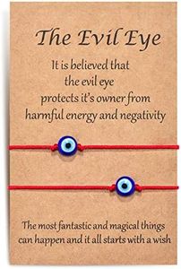 Shonyin Evil Eye Bracelet Lucky Good Luck Red String Bracelet Rakhi for Brother Set of 2 Protection Kabbalah Ojo Turco Mal De Adjustable Bracelets Handmade Nazar Amulet Jewelry Gift For Women Men Christmas Father's Day Family Friend 2pcs