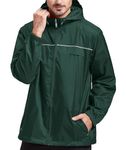 ZITY Rain Jacket Men Waterproof Windbreaker Packable Lightweight Raincoat with Hood for Golf Fishing Green 2XL