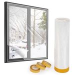 fowong Window Insulation Film, 1.6m (W) x 10m (L) Long Indoor Window Insulation Kit with Self-Adhesive Tape, POF Insulating Shrink Film for Windows, Waterproof, Dust Proof, Transparent