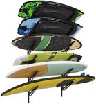 HIKULA 6 Board Surf Rack Wall Mount for Surfboard, Wakeboard, Snowboard Storage Adjustable Wall Hangers Boards Display