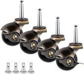 Enenes Ball Caster Wheels Set, 4 PCS Stem Caster, 2 Inch Swivel Caster Replacement with 4 Stem Sockets Antique Brass Castors (Stem Caster with Lock)