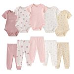 Ruliby Baby Girl Bodysuit and Pant Set Cotton Soft Newborn Clothes Outfits 3-6 month