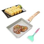 LOMUG Tamagoyaki Induction Pan, Japanese Pan, Non-Stick Omlette Pan, Frying Pan with Removable Handle, Non-Stick Coating, Omelette Pans, Tamago Pan, Omelette Pan, Egg Pan (White)