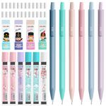 OFFCUP Mechanical Pencils Set, 6PCS Pastel Mechanical Pencil, Aesthetic Artist Pencil Colored Mechanical Pencils with 6 Refill 0.5 mm Pencil and 4 Erasers for Drawing & Writing for School