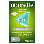 Nicorette 4mg Gum Original Flavour (105 Pieces), Nicotine Gum to Help to Quit Cigarettes for Good, Discreet and Fast-Acting Stop Smoking Aid to Ease Cravings, Chewing Gum