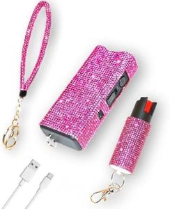 MagiUSA Bling 3 in 1 Stun Gun Pepper Spray Kit for Women, Pink