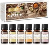 EUQEE 6PCS Premium Fragrance Oils Spice Gift Set - Sandalwood, Harvest Spice, Gingerbread, Pumpkin Pie, Bay Rum, Snickerdoodle, 10 ML Fragrance Oils for Diffuser, Candle Making, DIY Soap