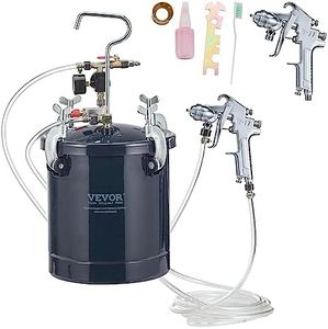 VEVOR Spray Paint Pressure Pot Tank, 10L/2.5gal Air Paint Pressure Pot, 1.5mm+4mm Two Nozzles Two Spray Paint Guns for Industry Home Decor Architecture Construction Automotive Painting, 60PSI Max