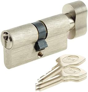 Yale 10-0553-3030-CK-2201 YC500+ 30X30BT NI Cylinder Lock Button 30 x 30 mm for External/Entrance Door, 5 Pins, 3 Keys, Nickel-Plated, 30x30 Bouton