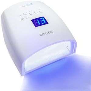 BNYLFGX UV Light for Nails, Cordless UV Nail Lamp for Gel Nails 66W, Rechargeable LED Nail Dryer with 5 Timer Setting Auto Sensor Fast Nail Light Curing Lamp for Salon & Home, White