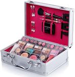 Mixed Beauty Makeup Kits Cosmetic Case Set Eyeshadow Palette Blushes Lip Makeup Jewellery Box MU17 (Silver)