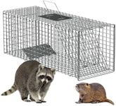 Foldable Humane Live Animal Trap Cage-30"x11.5"x11", Powder-Coated Alloy Steel Live Trap-Zip Ties -Squirrel Cage for Stray Cats, Raccoon, Squirrel, Mole, Opossum & Feral Cats