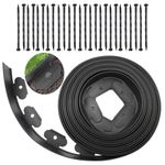 Landscape Edging,66FT Garden Edging with 60 Edging Stakes, Rubber Landscaping Edging , No Dig Landscape Edging for Yard, Yard Edging Borders Flower Bed Edging Garden Borders (Black-66FT)