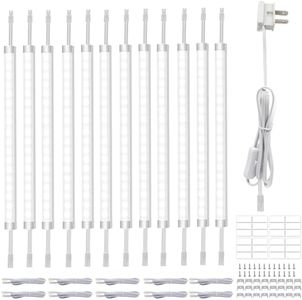 AIBOO Under Cabinet Lighting, Dimmable 12 inch Under Counter Lights, 120V Plug in & Hardwired, Linkable LED Closet Lights for Kitchen, Shelf, Workbench, Desk,Cupboard,Garage (12 PCS),Cold White 6000K