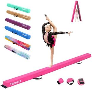 FBSPORT 8ft Balance Beam: Folding Floor Gymnastics Equipment for Kids Adults,Non Slip Rubber Base, Gymnastics Beam for Training, Physical Therapy and Professional Home Training, Pink