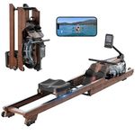 Dripex Rowing Machine for Home Gym, Oak Wood Water Foldable Rowing Machine with Smooth Slide Rail and LCD Monitor, Bluetooth Fitness App Compatible, Wooden Rower Supports 400 LBS Weight Capacity