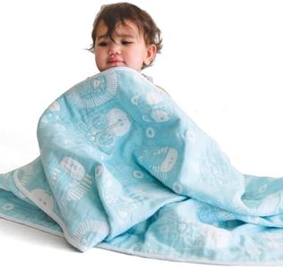 TIDY SLEEP Baby Blankets 6 Layer Wraper 100% Cotton Stroller Cover Receiving Blankets, Blue (100 Cm X 90 Cm), Breathable
