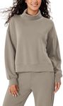 ODODOS Modal Soft Split Hem Turtleneck Sweatshirts for Women Long Sleeve Casual Pullover Top, Khaki, X-Small