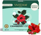 Hibiscus Cranberry Iced Tea Bags (26 Pitcher Tea Bags/52 Quarts) Zero Added Sugar | Naturally Sweet | Blended w/Hibiscus & Cranberry | Best for Mocktails & Cocktails | Biodegradable Tea Bags | VAHDAM