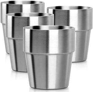 Beasea Stainless Steel Cups Set of 4, 10 oz Double Wall Vacuum Insulated Drinking Cups Metal Drinking Glasses for Kids and Adults